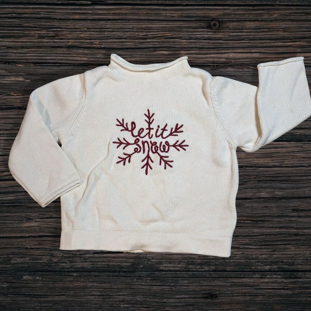Velvet Fawn Let It Snow Sweater Toddler Girls Cream Christmas Holiday 18/24m